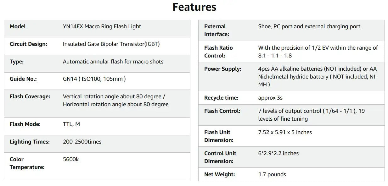 Yongnuo YN-14EX YN14EX TTL Macro Ring Lite Flash Speedlite Light For Canon 5D Mark II 5D Mark III 6D 7D 60D 70D 700D 650D 600D