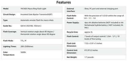 Yongnuo YN-14EX YN14EX TTL Macro Ring Lite Flash Speedlite Light For Canon 5D Mark II 5D Mark III 6D 7D 60D 70D 700D 650D 600D
