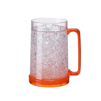 Double Wall Gel Frosty Freezer Ice Mugs Beer Mug with Handles Transparent Whiskey Glasses for Bar Outdoor Drinking Glasses