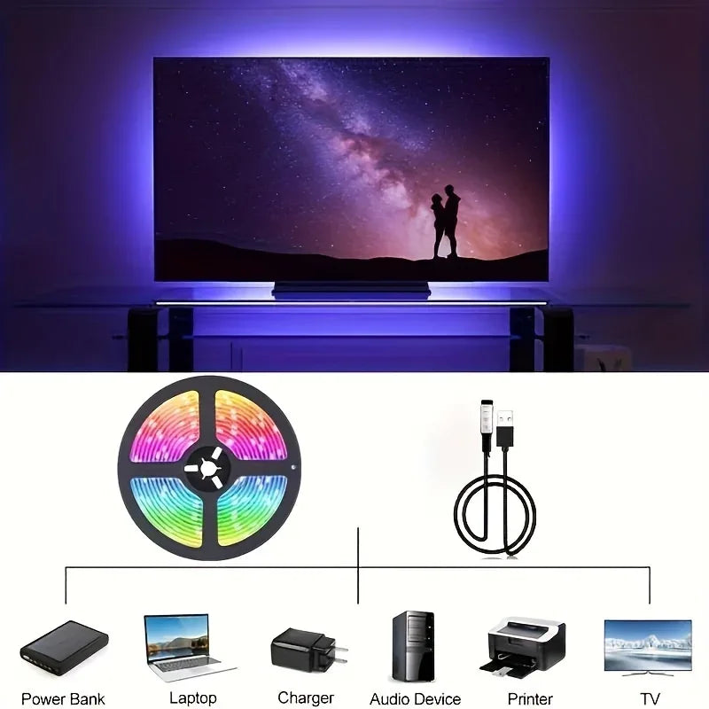 RGB LED Strip Light APP Bluetooth Control IR for Bedroom Living Room TV Backlight Remote Lamp Neon Lighting Home Kit Appliance