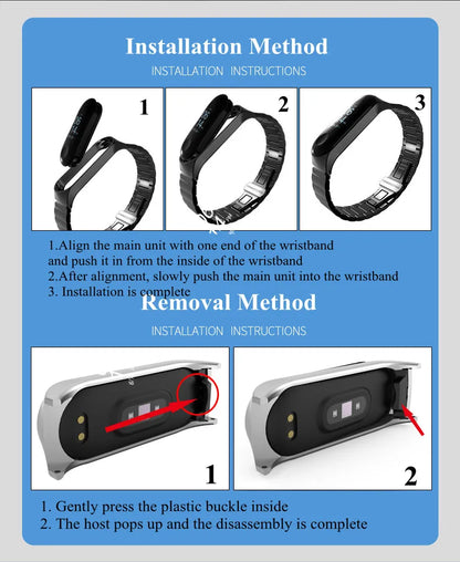 Metal Strap bracelet for Xiaomi mi band 7 6 5 3 4 strap Stainless Steel MiBand 4 Smart Wrist Strap for xiao mi miband 4 3 straps