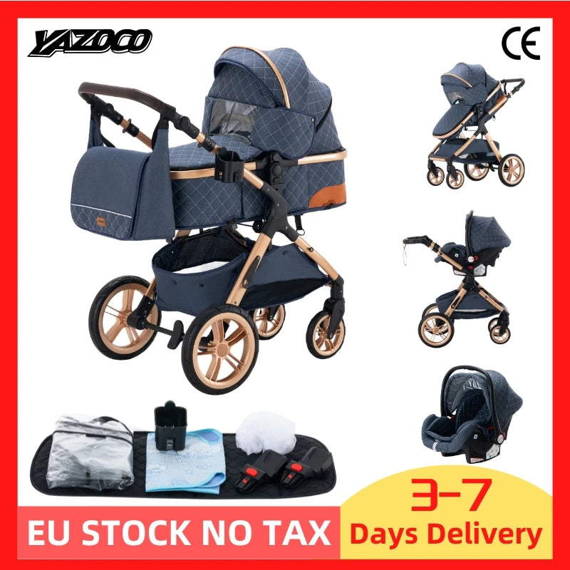 Newest Baby Stroller 3 in1 Multifunctional Stroller Easy Folding Travel Portable Baby Carriage Safety Seat EU Standard