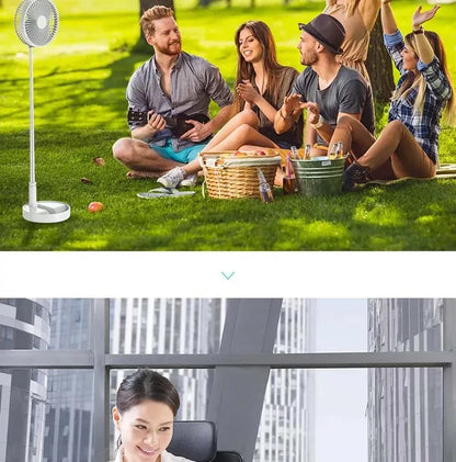 Foldable Telescopic Wireless Portable Desk Fan Usb Rechargeable Built-In Battery Oscillating Standing Air Cooling Fan