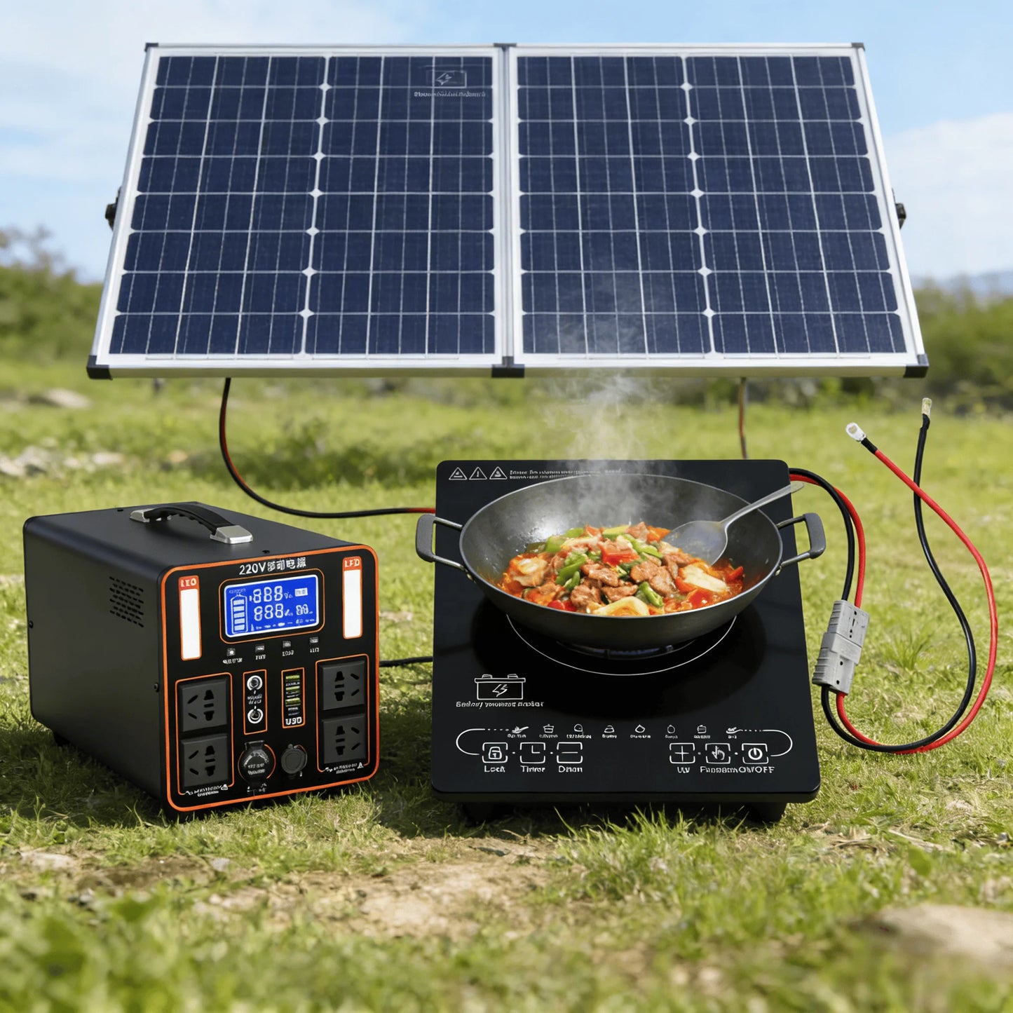 Newest Single 24V 48V Solar DC Induction Stove Battery-Powered Drop-In Desktop Design for Indoor/Outdoor Use Hotels for US