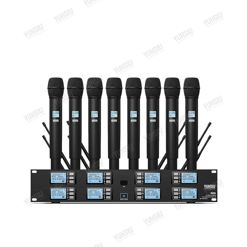 YUHSIU Professional UHF Wireless Microphone 8 channels Handheld lavalier Headset FM Mic For stage performance Band conference