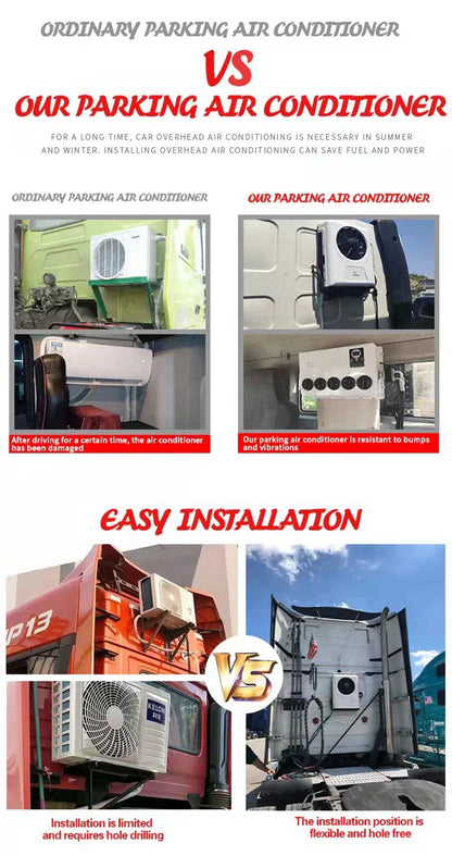 Treeligo Cooling Electric Car Split Air Conditioner 12V Parking Air Conditioning 24V For RV Truck Tractor Camper Van Motorhome