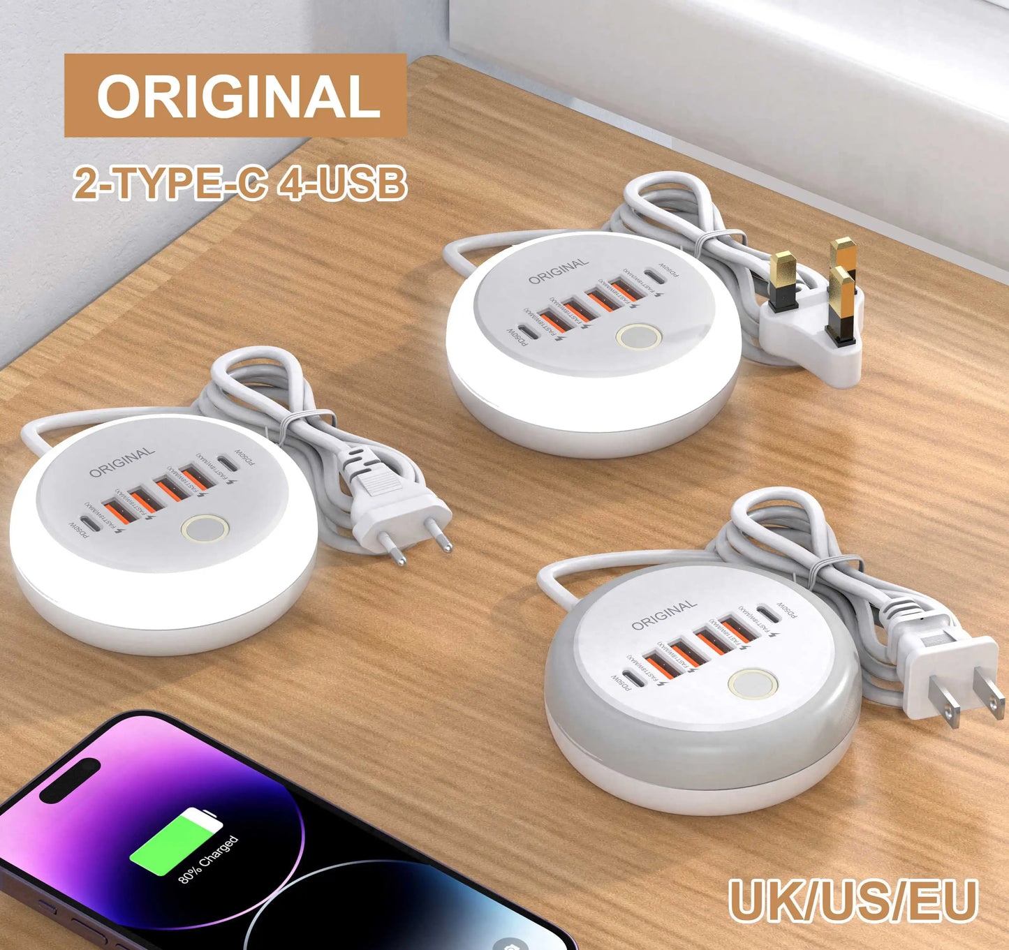 Multi Ports Charger PD 50W USB Type C Mobile Phone Power Adapter For iPhone Xiaomi Huawei Samsung USB Quick Charging Power Strip