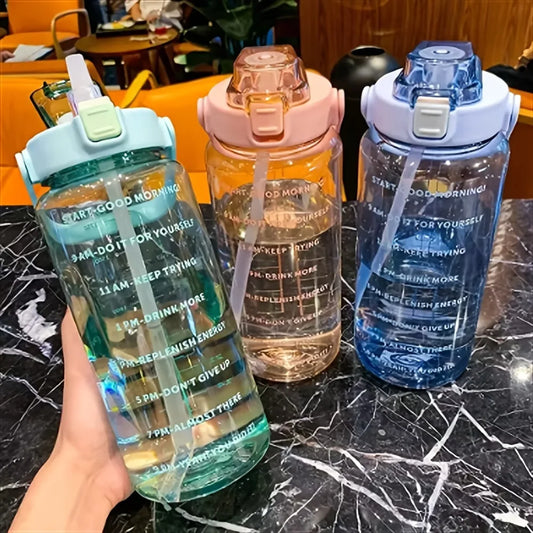 2L Portable Water Bottle Large Capacity Plastic Straw Water Cup Beverage Bottle,Outdoor Portable Sports Water Cup by PDG ibma
