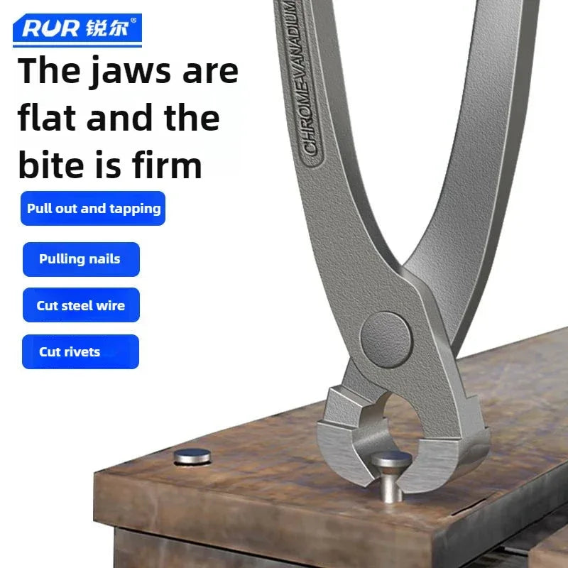 RUR Tower Pincers Non-slip Grips Pliers Flat Mouth Cattle Horse Hoof Nippers Snips Puller Hand Tools Pulling Nails Cutting Wires