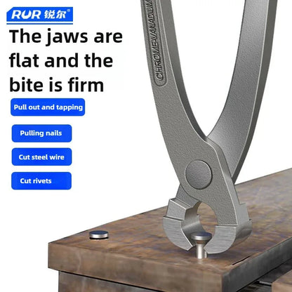 RUR Tower Pincers Non-slip Grips Pliers Flat Mouth Cattle Horse Hoof Nippers Snips Puller Hand Tools Pulling Nails Cutting Wires