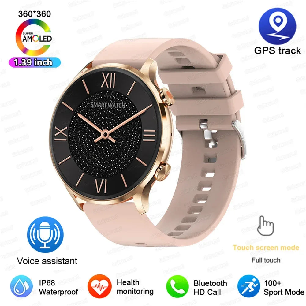 2025 New Smartwatch Women 1.39 inch AMOLED HD Screen Always On Display Custom dial Call IP68 Sport Smart Watch For women men