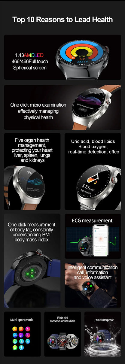 2026New For Man Smartwatches Outdoor Sport Smart Watch Men 1.43“ HD AMOLED Screen ECG physical examination BT5.0 Call smartwatc