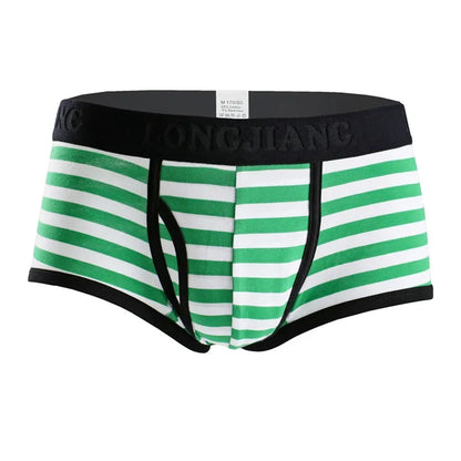 Cotton Men Boxers Men Soft Penis U-Pouch Underwear Underpants Shorts Breathable Striped Hot Male Underwear
