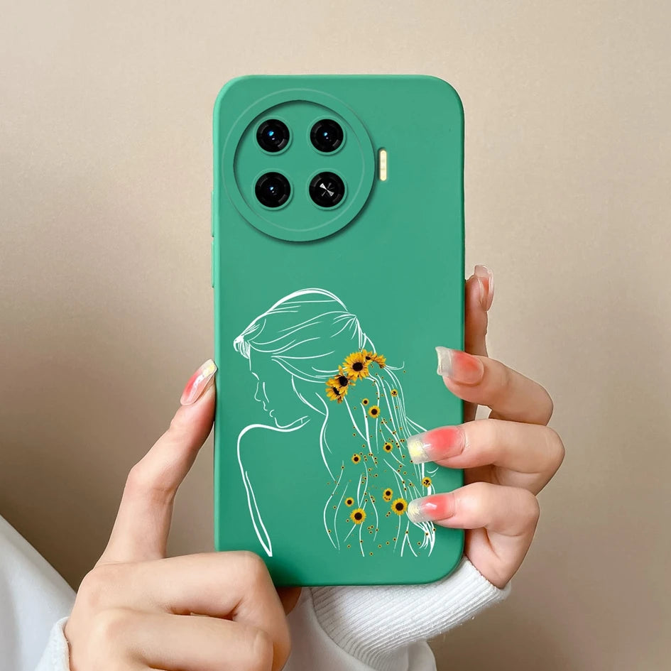Cover For Tecno Spark 20 Pro+ 4G Case Phone Bags Pretty Flower Liquid Soft Silicone Shell For Tecno Spark20 Pro Plus Funda Coque