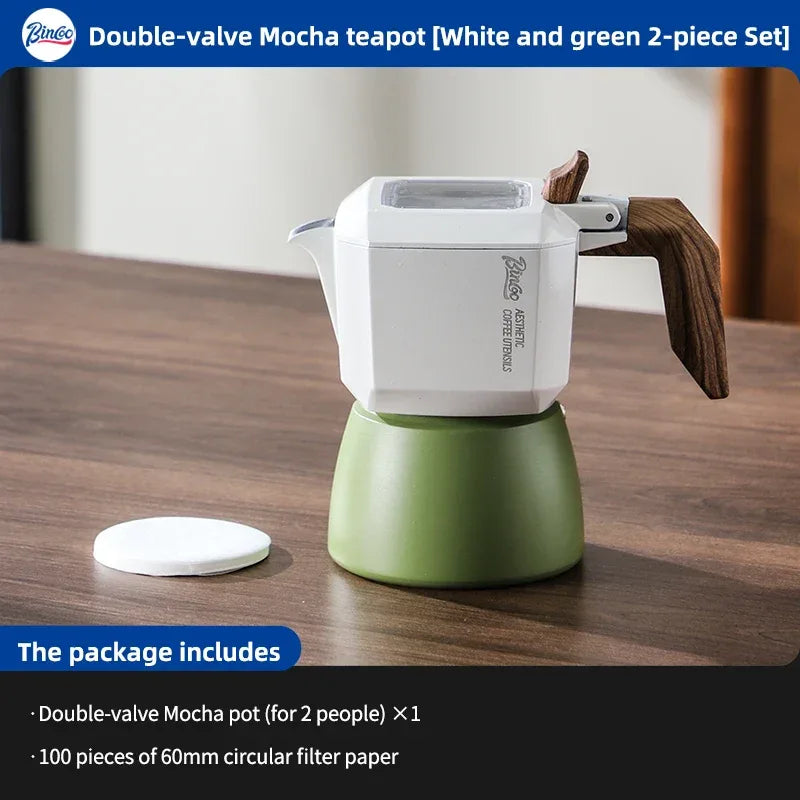 Bincoo Dual Valve Moka Pot 110v-220v Electric Heater Base Espresso Maker Brewed Coffee Mocha Pot Italian Camping Barista Tool