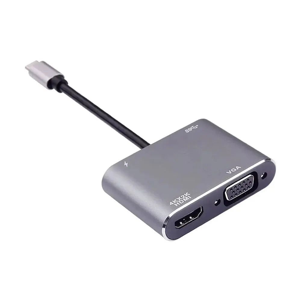 USB C HUB Adapter 4-in-1 with USB 3.0 HDMI VGA for MacBook Nintendo Samsung Huawei Xiaomi Laptop Desktop Computer