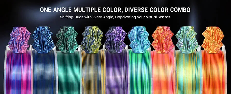 JAYO 10Rolls SILK PLA+ 3D Filament 1.75mm SILK PLA Rainbow  Filament for FDM 3D Printer SILK Dual & Triple 3D Printing Materials