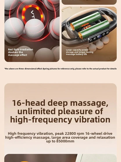 Brand high-end 16-head fascia gun multi-head massager, waist and back muscles deep relaxation 16-head massager