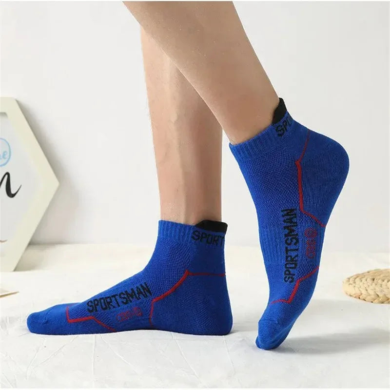 5 Pairs Men's Short Socks Sweat Absorbent and Odorous Basketball Running Sports Socks Breathable Mesh Men's Socks