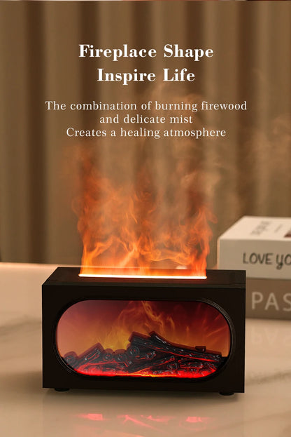 250ml Flame Fireplace Aroma Humidifier Colorful Light Aromatherapy Essential Oil Diffuser with Timed Auto Off for Home Bedroom