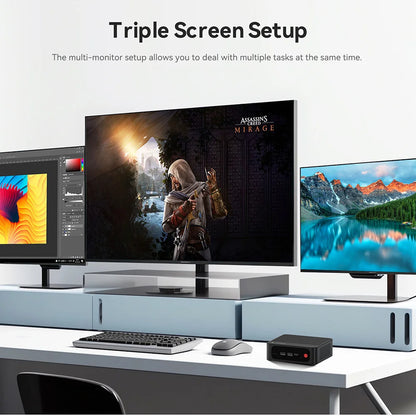 Beelink Mini PC SER5 Max AMD R7 6800U 7735HS R5 5500U R3 3200U 16G 500G NVME Windows Type-C Triple Screen Gamer Mini Computer