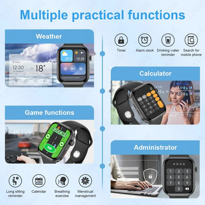 LIGE New Heart Rate Health Smartwatch Men Women 2.01" Bluetooth Call Music Smart Watches Ladies Sports Fitnesss Smart Watch Gift