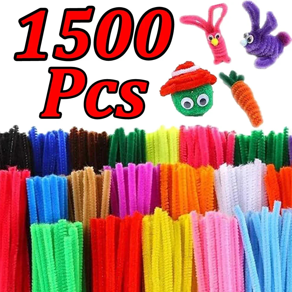 100-1500Pcs Colorful Chenille Stem Pipe Cleaners Plush Twisted Stem Wired Sticks Twist Stick DIY Handcraft Twisting Decorations