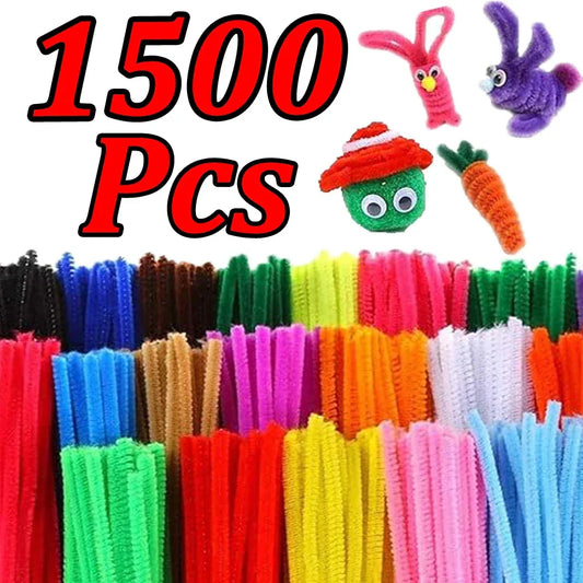 100-1500Pcs Colorful Chenille Stem Pipe Cleaners Plush Twisted Stem Wired Sticks Twist Stick DIY Handcraft Twisting Decorations