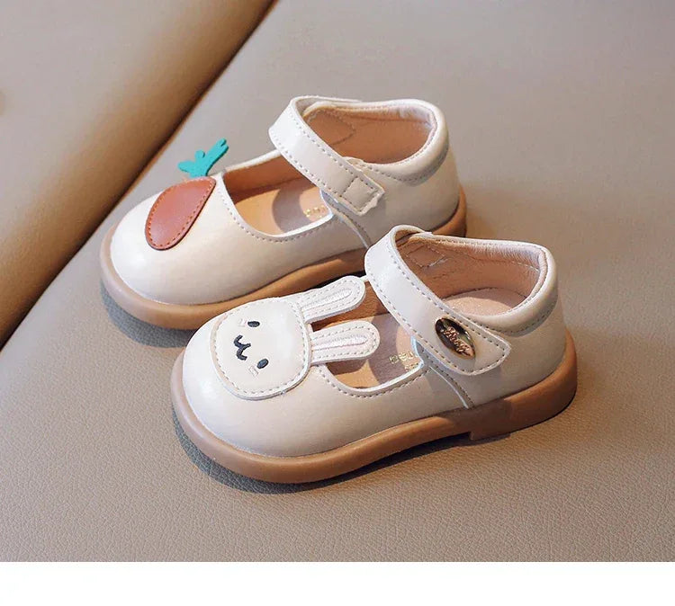 2023 New Spring Cute Bunny and Carrot Patch Children Casual Shoes for Girls Non-slip Kids Shoes Hook & Loop Breatheable Non-slip