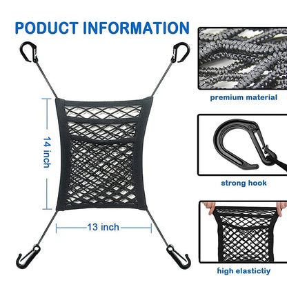 Car Storage Net Bag Between Seats Car Divider Pet Barrier Stretchable Elastic Mesh Bag Organizer Auto Accessories