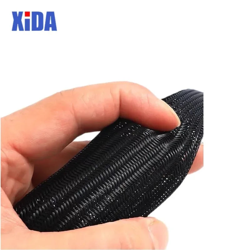 PET Black Cable Sleeve 6/8/10/14/20/30mm Insulated Braided Sleeving Data Line Protection Wire Cable Flame-Retardant Nylon Tube