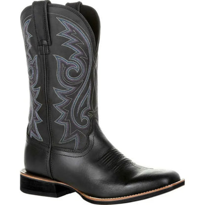 Bottes mi-mollet pour homme, style western cowboy, bottes de moto, automne, en cuir PU, modèle totem, chaussures homme au design rétro