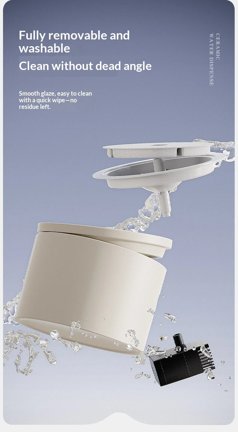 Cat Automatic Water Dispenser Pet Ceramic Water Bowl Dog Bowl Water Dispenser, Circulation Water Flow Water Dispenser