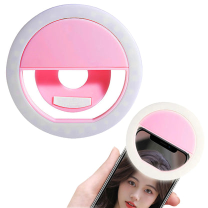 Universal Clip-On LED Selfie Ring Light, Rechargeable and Portable with 3 Adjustable Brightness Levels for All Phones