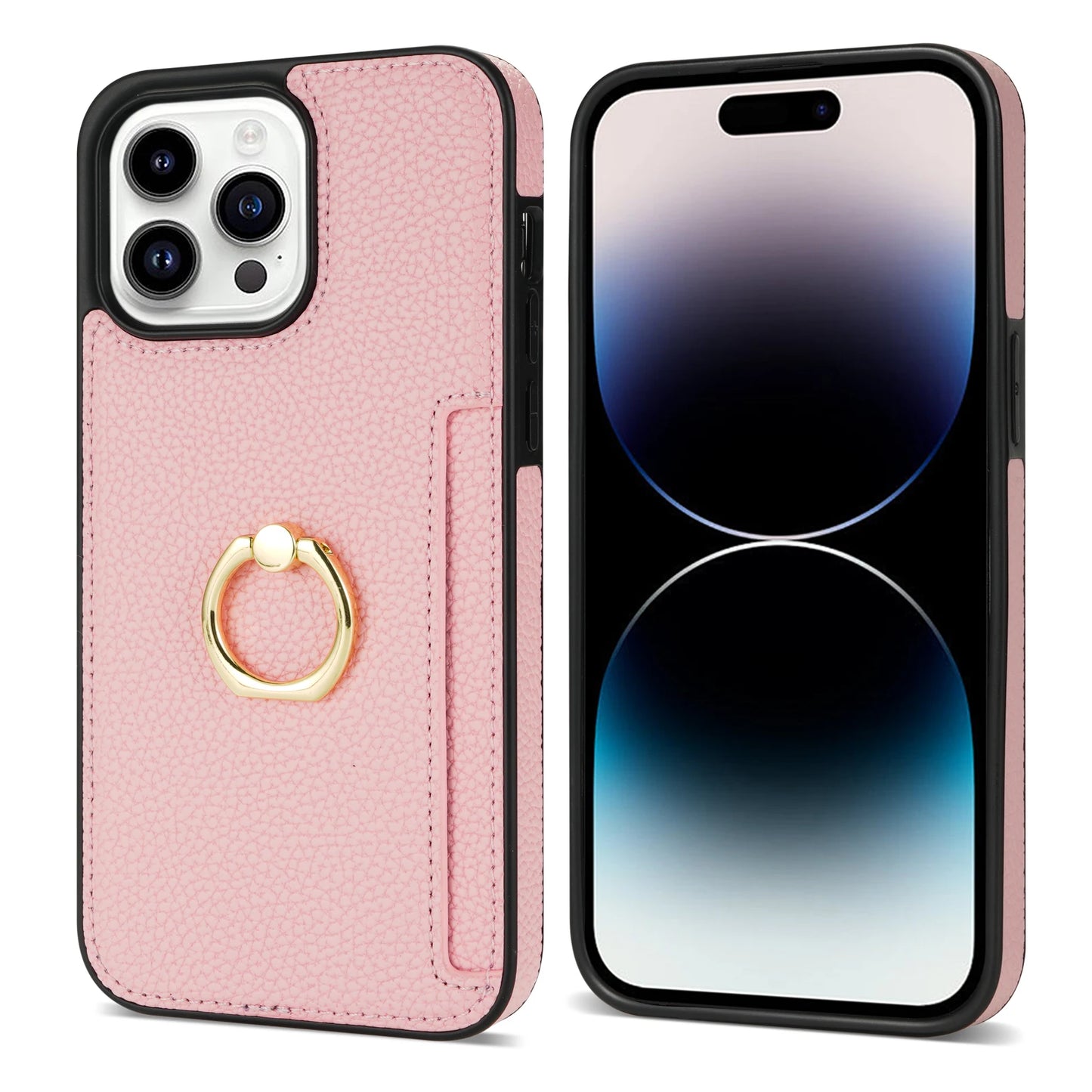 Leather Wallet Phone Case for iPhone Air 17 16 15 14 13 12 11 Pro Max XS XR X 7 8 Plus Ring Holder Card Solt Litchi Stand Cover