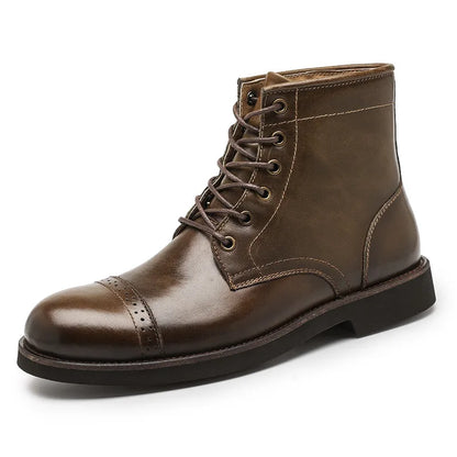 Men Boots 2025 American style Comfortable Fashion Leather Boots Lace up men's short boots motorcycle boots
