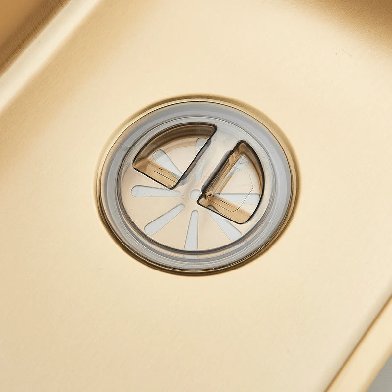 Golden Double Waterfall Sink Stainless Steel Kitchen Sink Embossed Large Single Slot Wash Basin Washing Pond For Kitchen