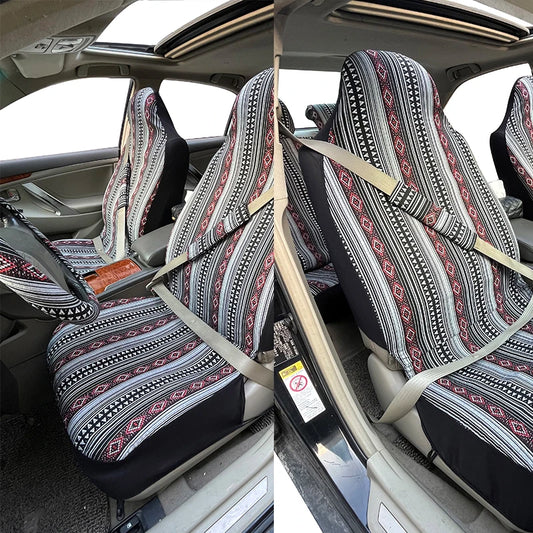 AUTO PLUS Car Seat Covers Set Baja Saddle Blanket Weave Universal Fit Most Car Seat Protection Steering Wheel Cover Protector by PDG ibma