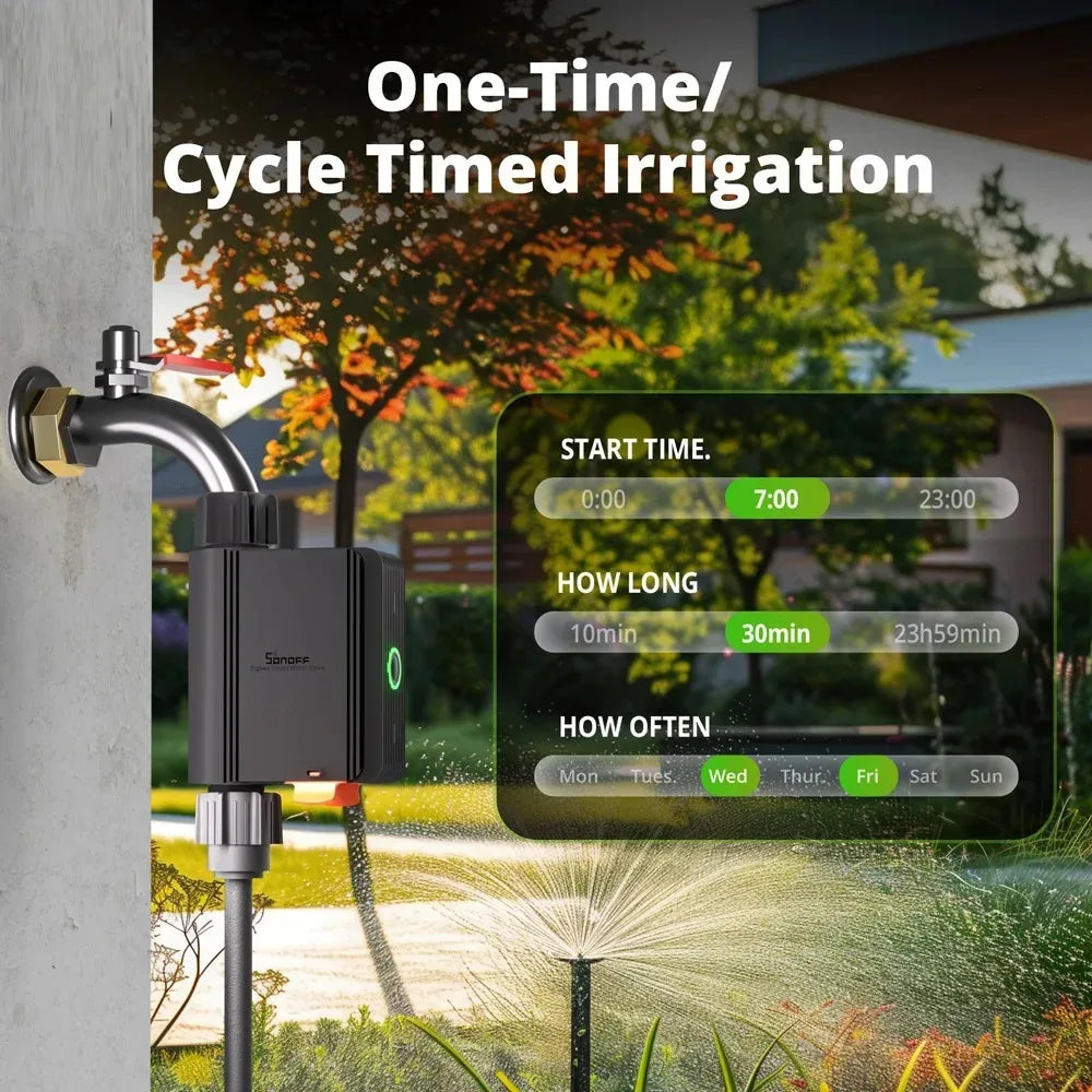 SONOFF SWV SONOFF Water Valve SWV-BSP Faucet Smart Irrigation Controller Systerm Timer App Voice Control Via Alexa Google