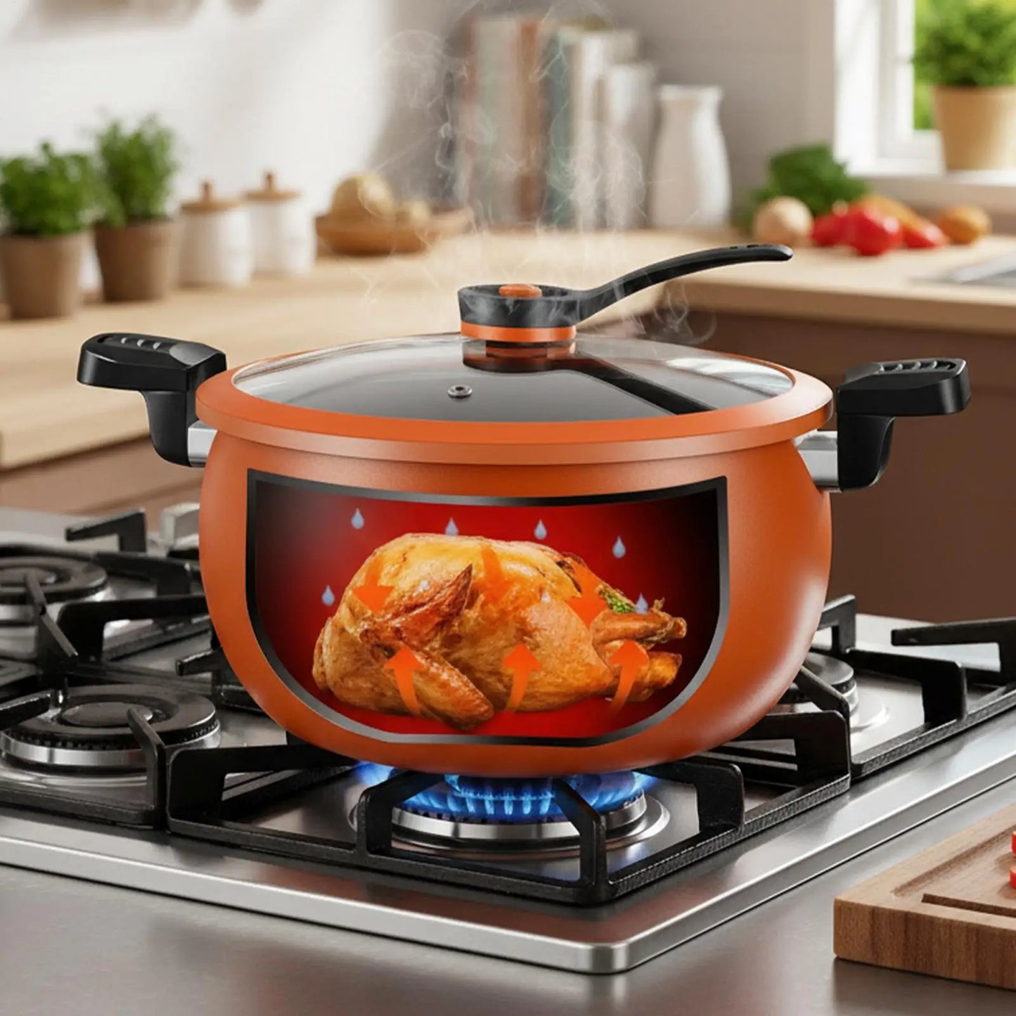 Pressure Cooker Non-stick Large-Capacity Multifunctional Cookware with Transparent Lid Slow Rice Cooker for Cooking Canning