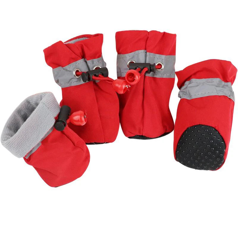 4pcs Antiskid Puppy Shoes Waterproof Winter Pet Dog Anti-slip Rain Snow Boots Footwear Thick Warm For Prewalkers Socks Booties