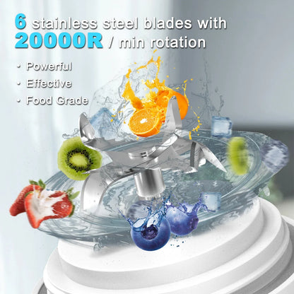 Portable Blender Electric Juicer 600ML Fruit Mixers 4000mAh USB Rechargeable Smoothie Mini Blender Multifunction Juice Maker