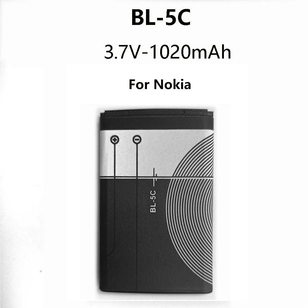 BL-5C BL5C 3.7V 1020mAh Lithium Polymer Phone Battery For Nokia 1100 1110 1200 1208 1280 2600 2700 3100 3110 5130 6230 1600