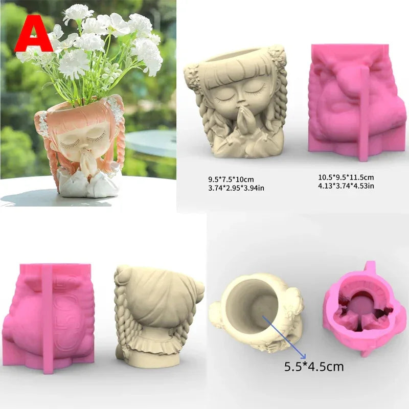 21 Types Nonstick Girls Pen Holder Mold Flower Pot Silicone Mold DIY Crafts Ornament Tool DIY Succulent Planter Mold