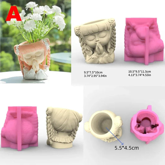 21 Types Nonstick Girls Pen Holder Mold Flower Pot Silicone Mold DIY Crafts Ornament Tool DIY Succulent Planter Mold