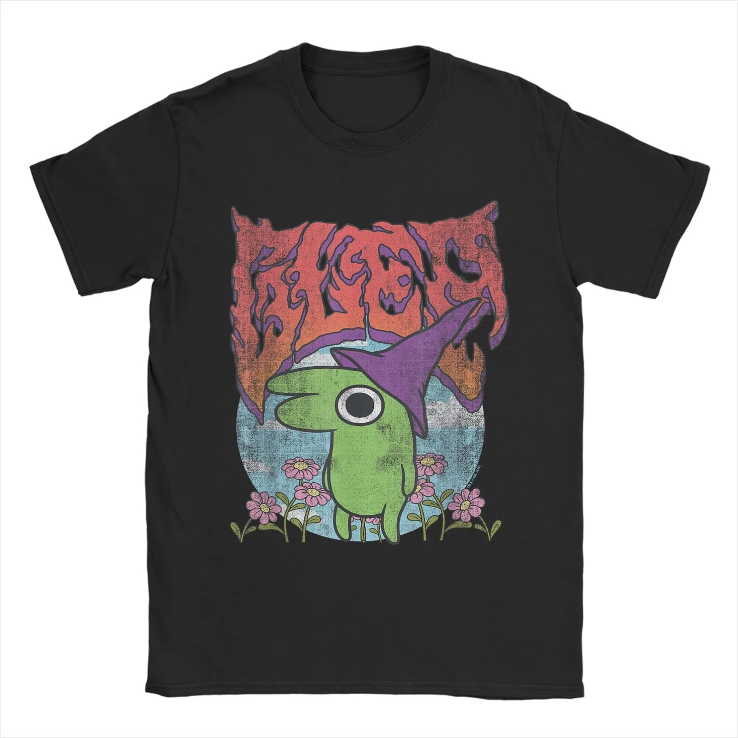 Smiling Friends Glep Flowers T Shirt Men Cool T-Shirt Round Neck Tee Shirt Short Sleeve Tops Summer Pure Cotton Breathable Tees