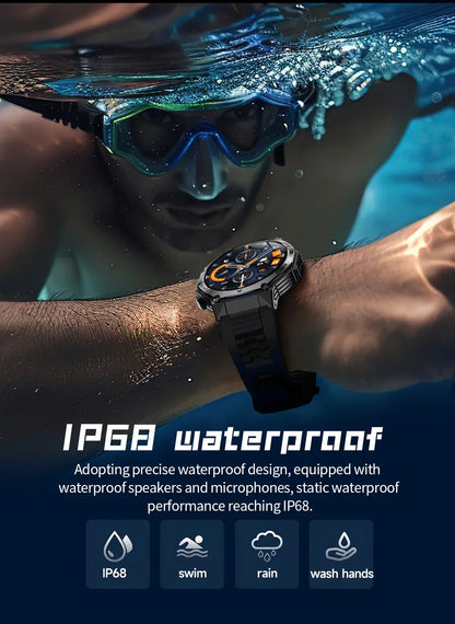 2026 800mAh Super Capacity Battery Adult Men Smart Watch 1.8-inch Large Screen Bluetooth Call IP68 Waterproof SmartWatch Sports