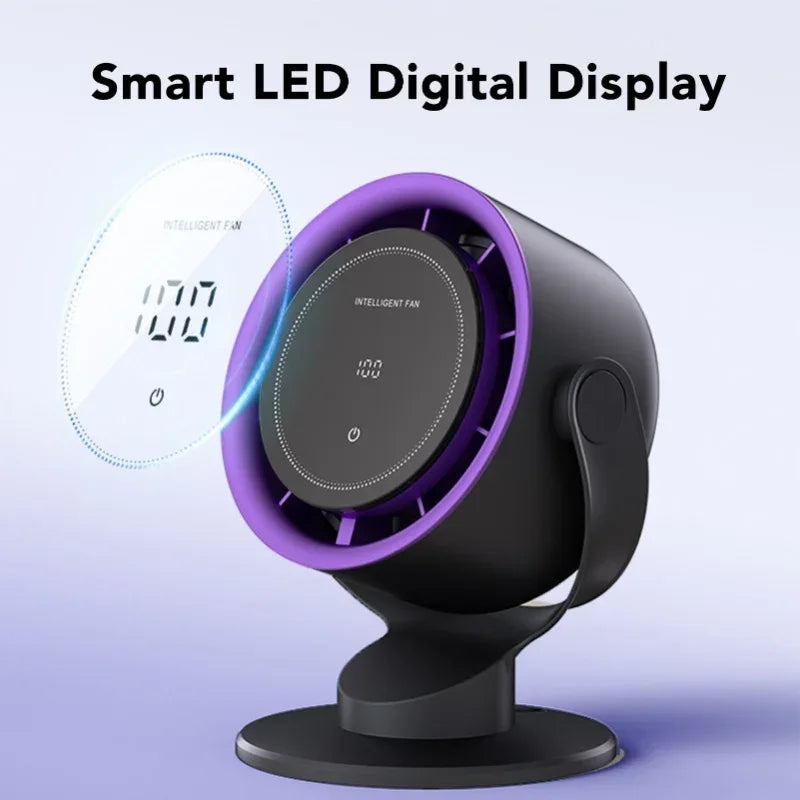 Desk Fan Battery Operated USB Rechargeable Personal Fan Quiet Small Portable Fan 100 Speed Adjustable Digital Display For Office