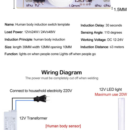 PIR Motion Sensor Switch DC 12V 24V PIR Motion Sensor Movement Detector Activated Timer Automatic Switch ON OFF for LED Strip