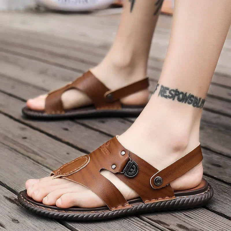 FUQIAO Summer New Style Men's Sandals Leather Soft Bottom Leisure Men Shoes Sandals Recommend Zandalias Para Hombre Verano